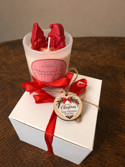Personalised Christmas Gnome Candle Gift Box – Custom Message