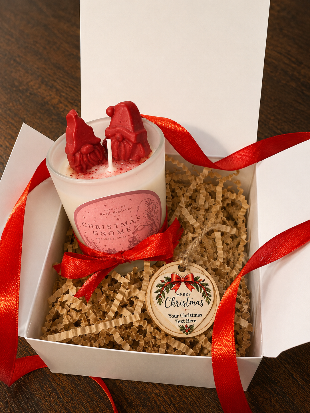 Personalised Christmas Gnome Candle Gift Box – Custom Message