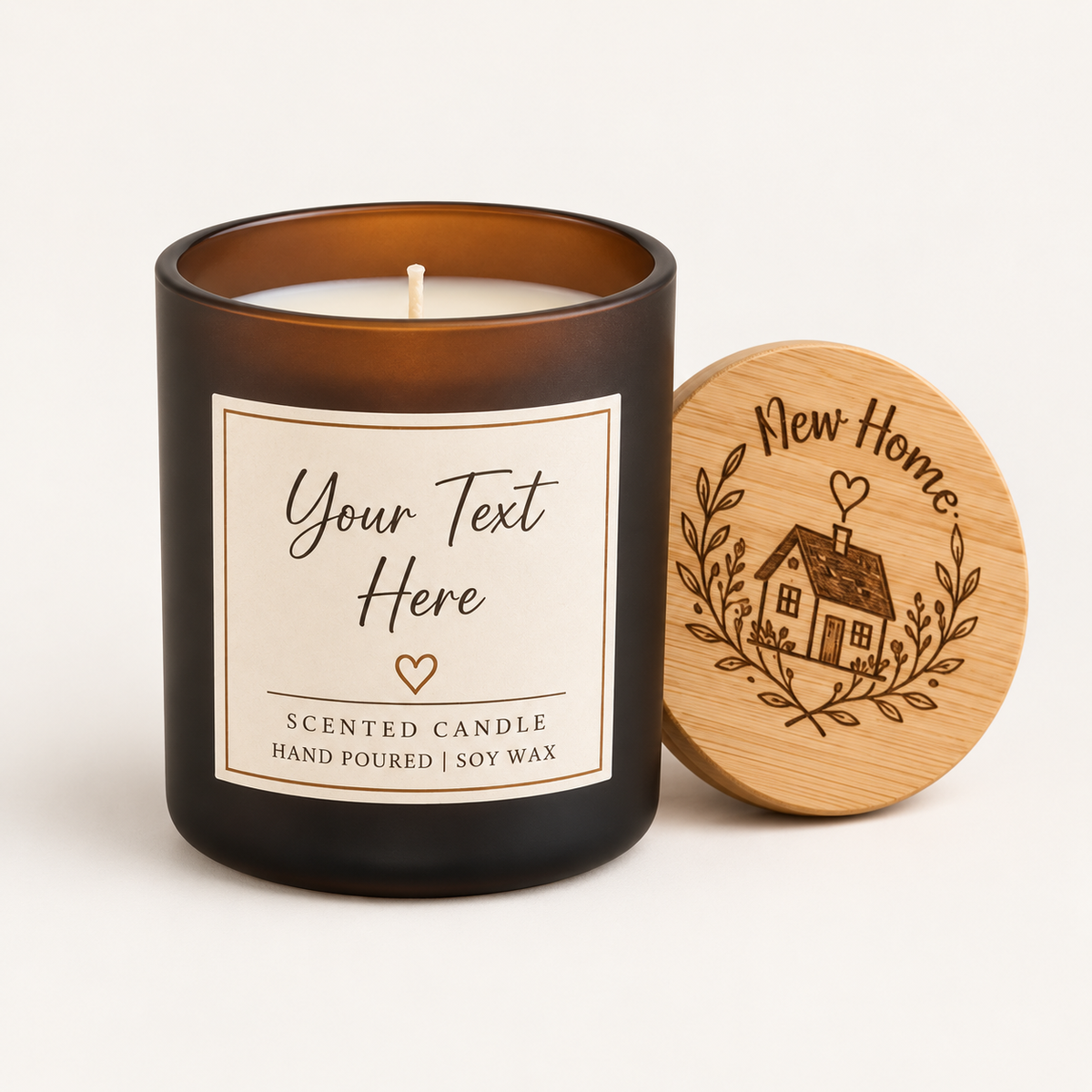 Personalised new home gift box with engraved olive wood board, candle, diffuser and wooden coasters