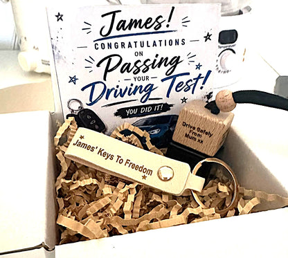 Personalised New Driver Gift Box for Him – Keyring & Car Freshener