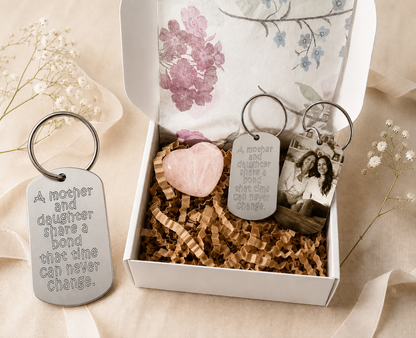 Personalised Mother & Daughter Photo Keyring – Engraved Keepsake