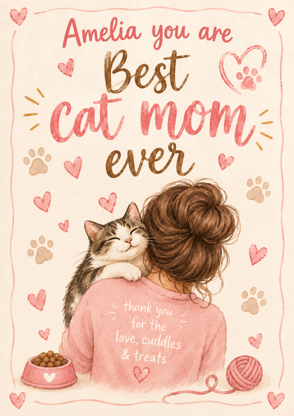 Personalised Cat Mom Gift Box – Photo Keyring & Candle