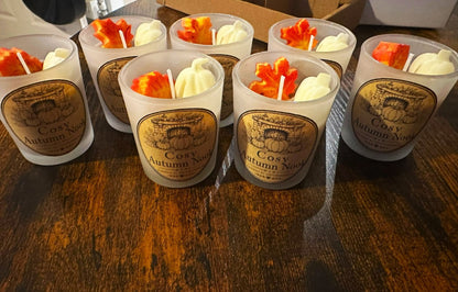 Handmade Cosy Fireplace autumn candles being prepared in small batches