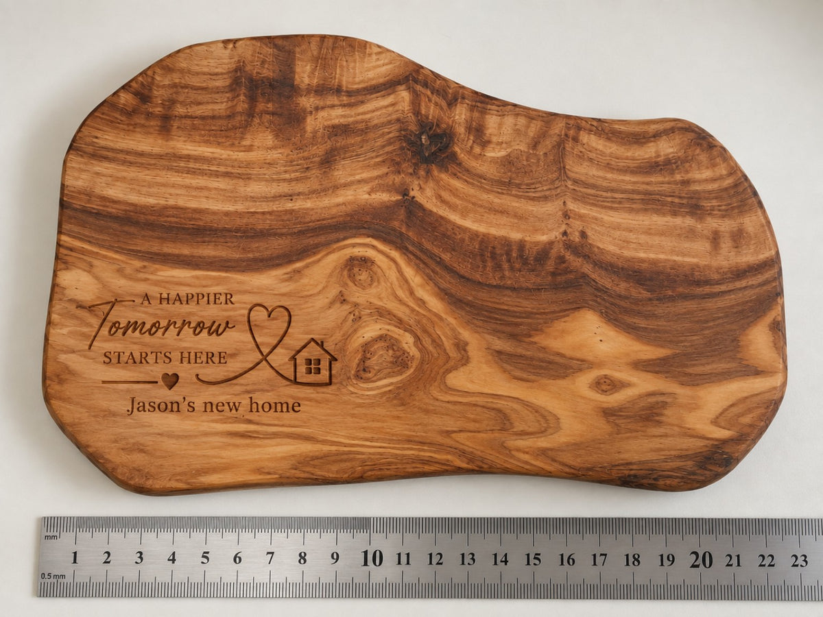 Example of personalised laser engraving on natural wood