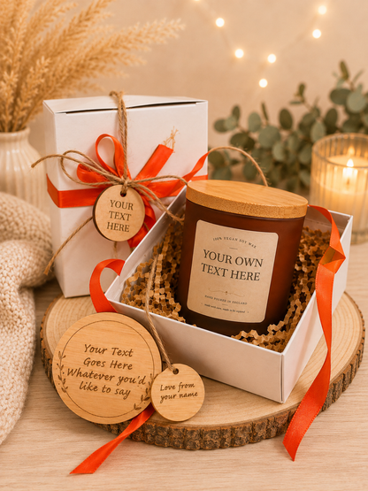 Autumn Custom Text Candle 4oz/Personalised Text/ Thank You Gift/Soy Wax Vegan