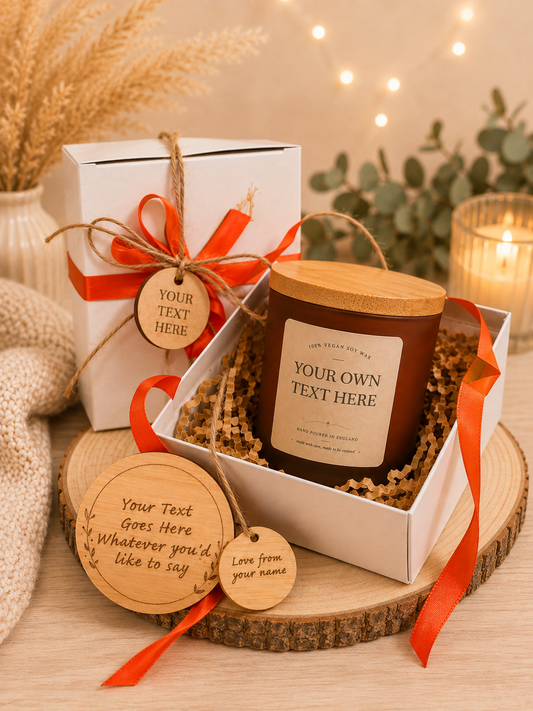 Autumn Custom Text Candle 4oz/Personalised Text/ Thank You Gift/Soy Wax Vegan