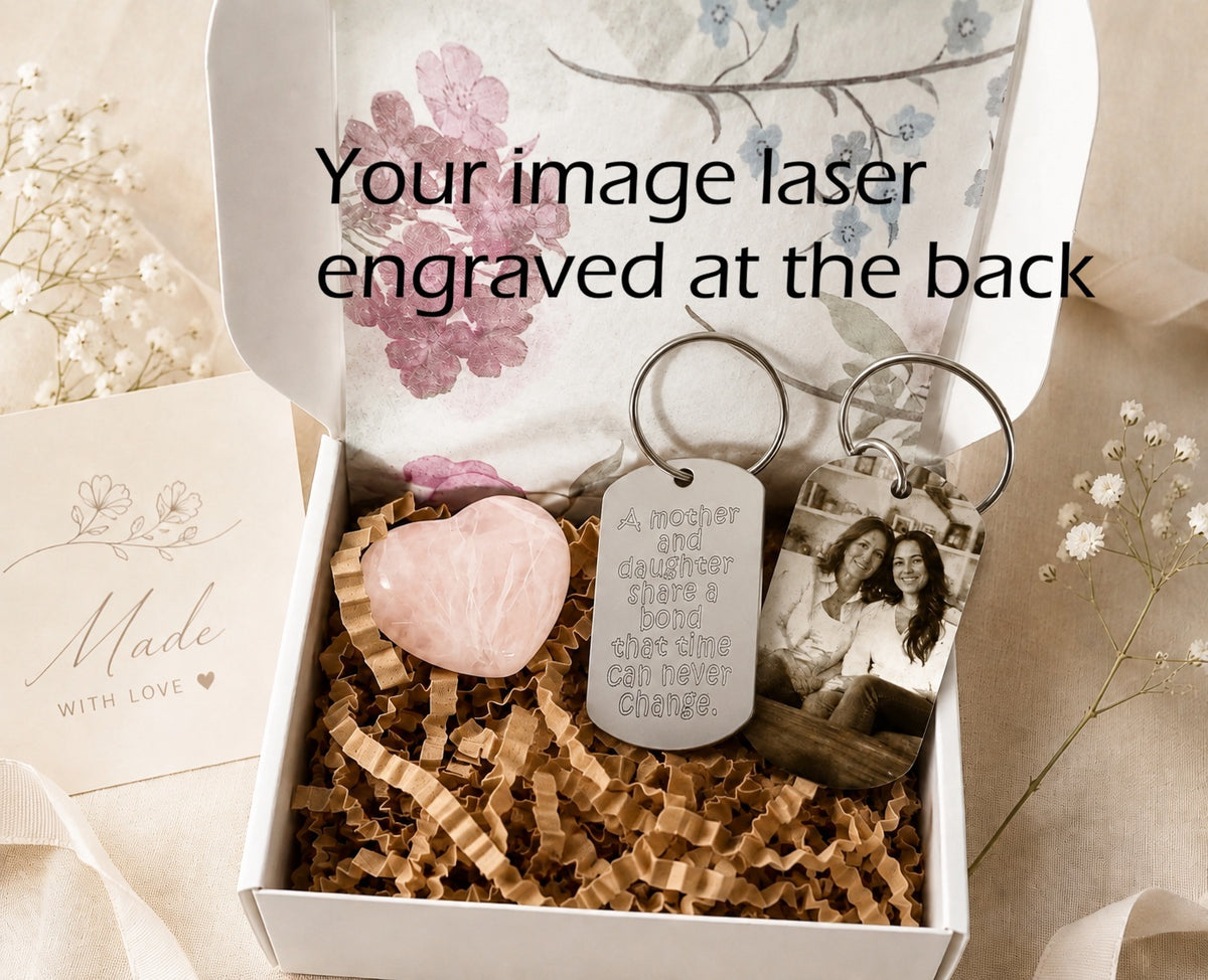 Personalised Mother & Daughter Photo Keyring – Engraved Keepsake