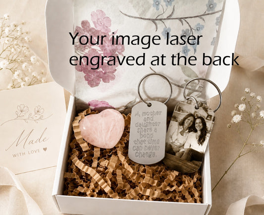 Personalised Mother & Daughter Photo Keyring – Engraved Keepsake