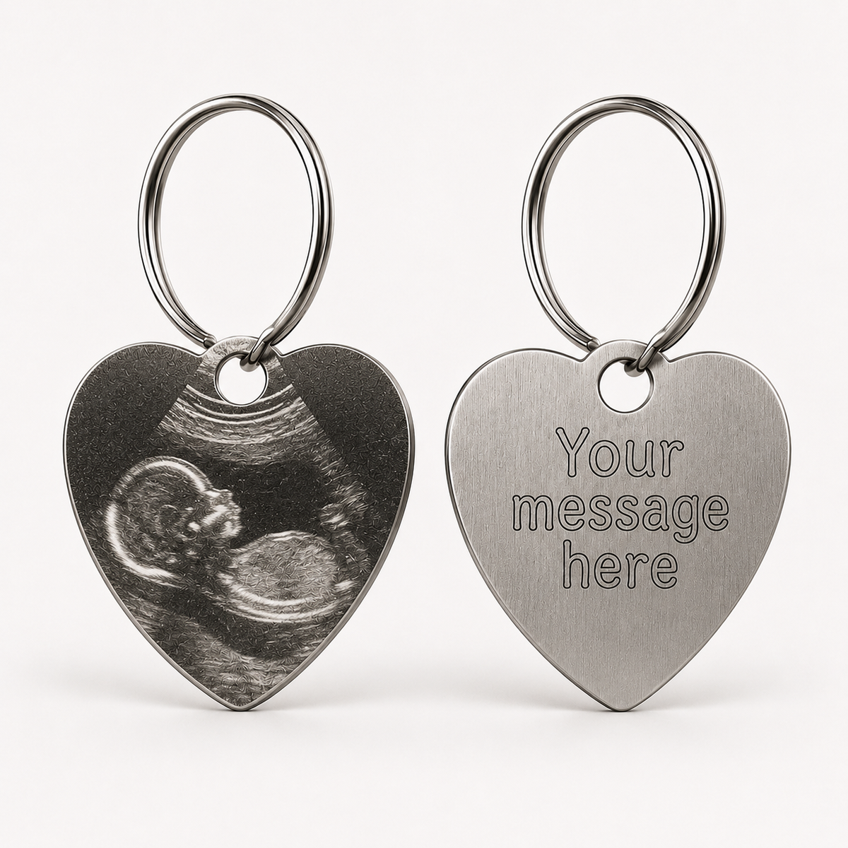 Personalised Ultrasound photo & custom text keyring - engraved baby keepsake
