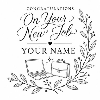 Congratulations on your new job personalised coaster engraving design
