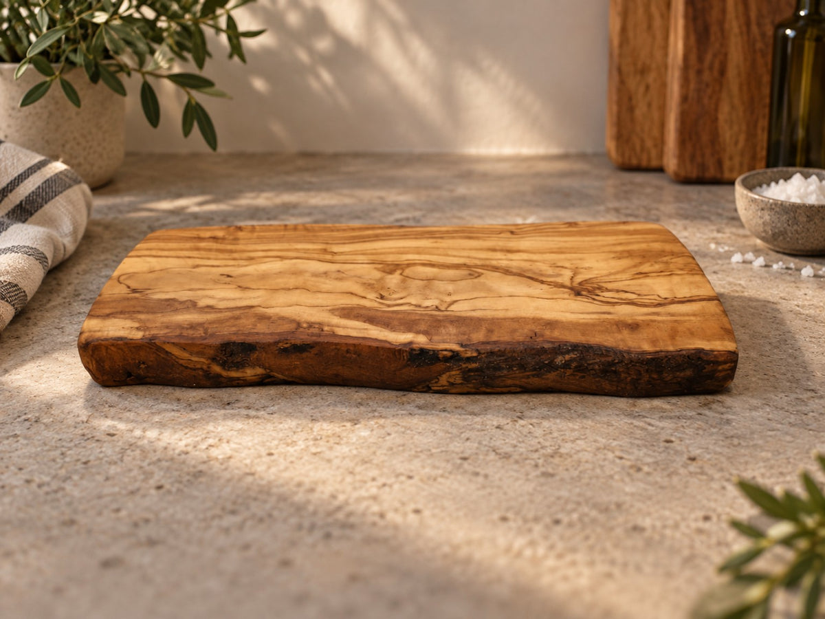 Natural olive wood chopping board ready for personalised engraving
