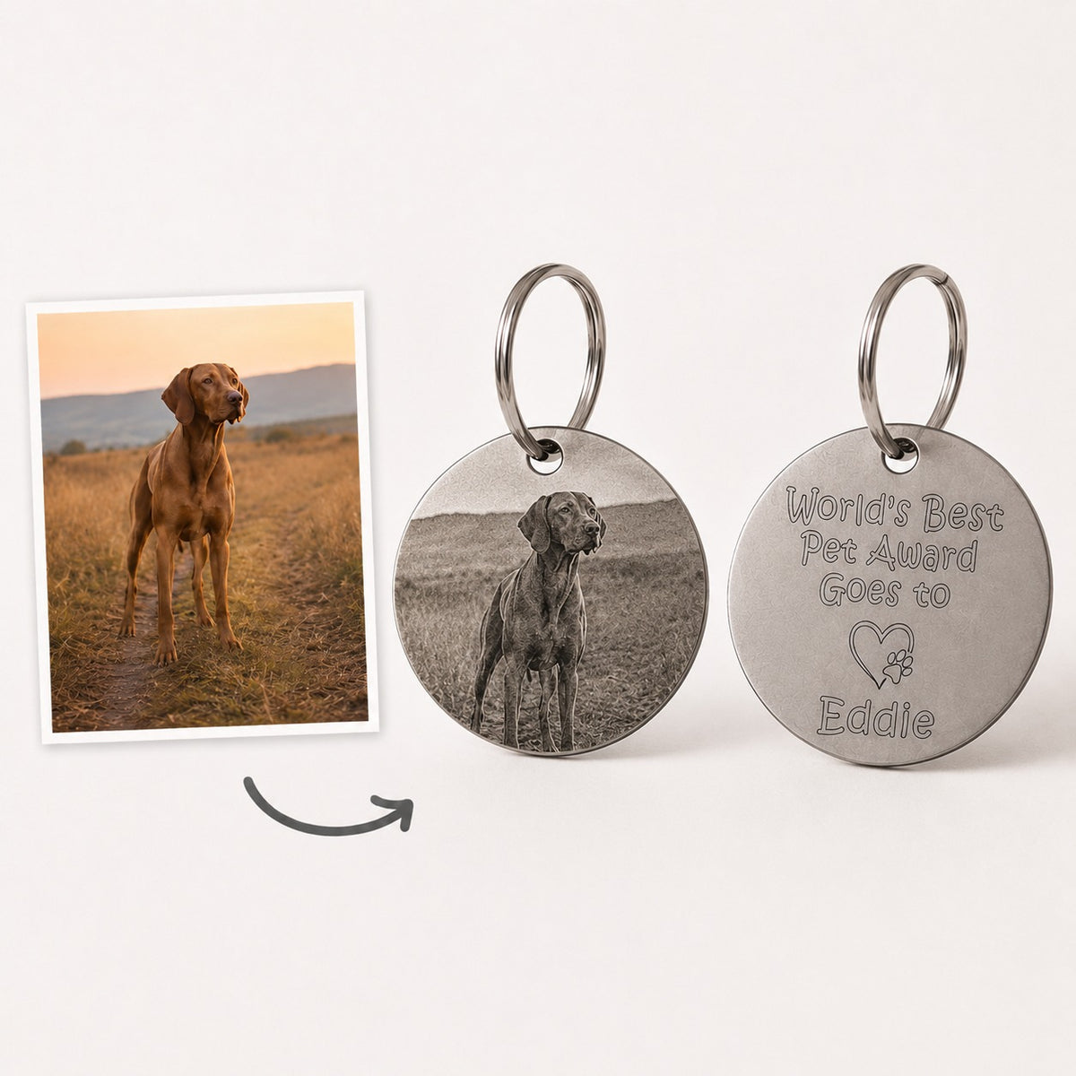 Personalised Round Pet Photo Keyring – World’s Best Pet Gift