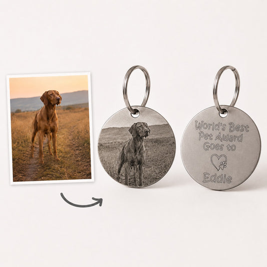 Personalised Round Pet Photo Keyring – World’s Best Pet Gift