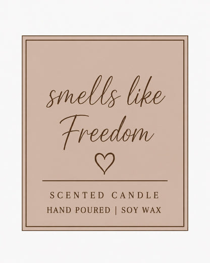 Smells Like Freedom retirement scented candle label design
