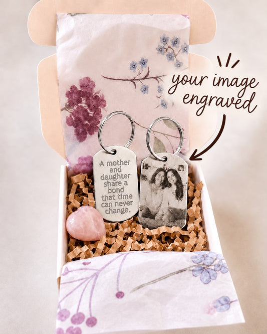 Personalised mother and daughter photo keyring