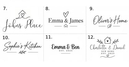 New home engraving design choices 7 to 12 for personalised boards